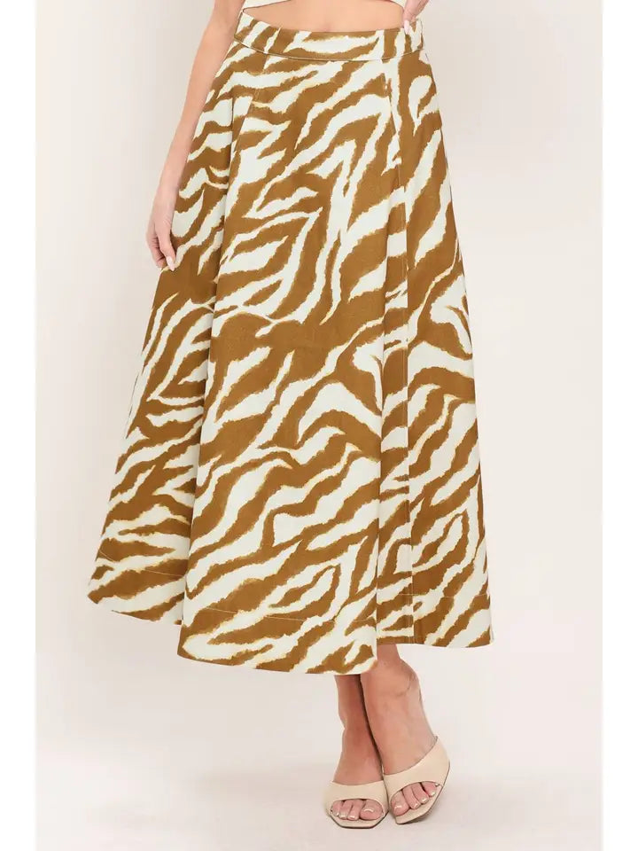 Talia Tiger Striped Midi Skirt