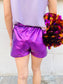 Metallic Elastic Waist Shorts