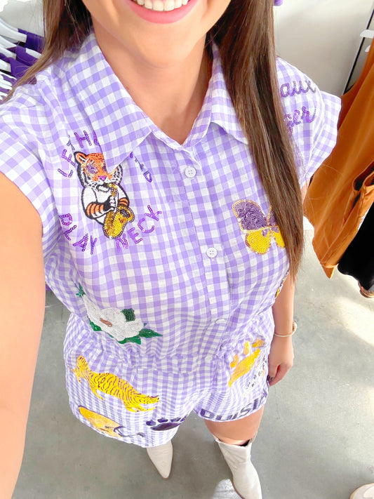 Gingham Gameday Romper