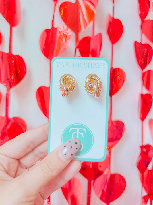 Barb Braided Hoop Stud Earrings