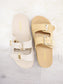 Double Buckle Linen Platform Sandals