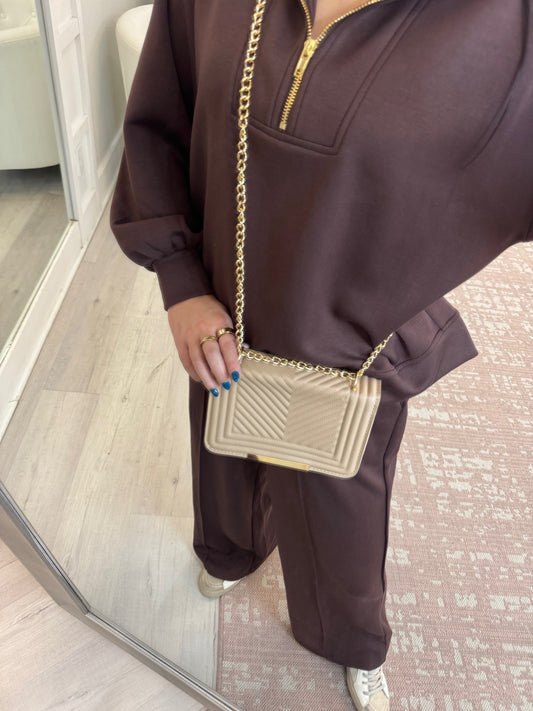 Leather Chevron Crossbody