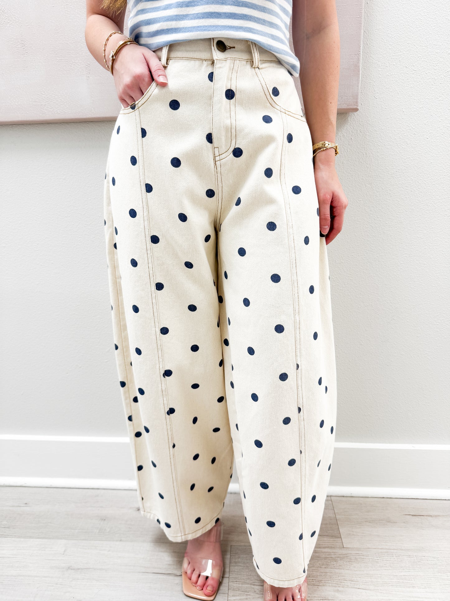 Polka Dot Barrel Pants