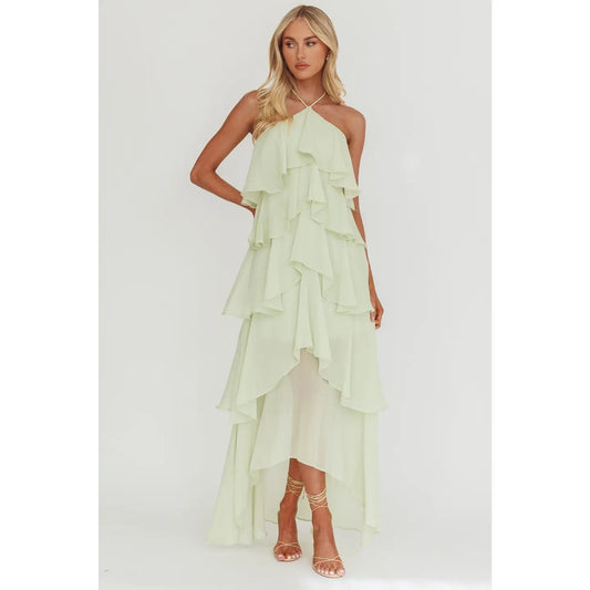 Hattie Halter Neck Ruffled Maxi Dress