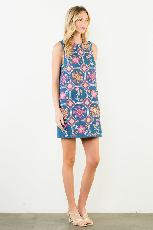 Sleeveless Embroidered Dress