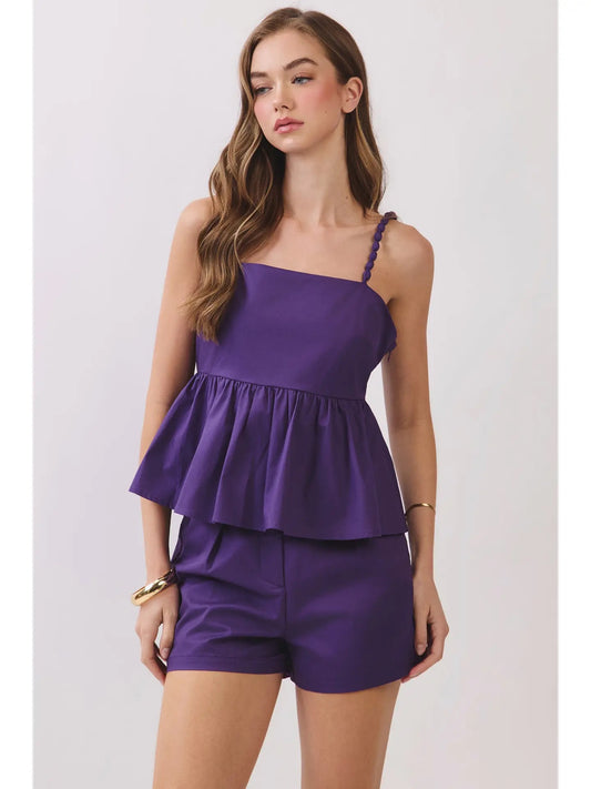 Vivian Beaded Strap Peplum Top