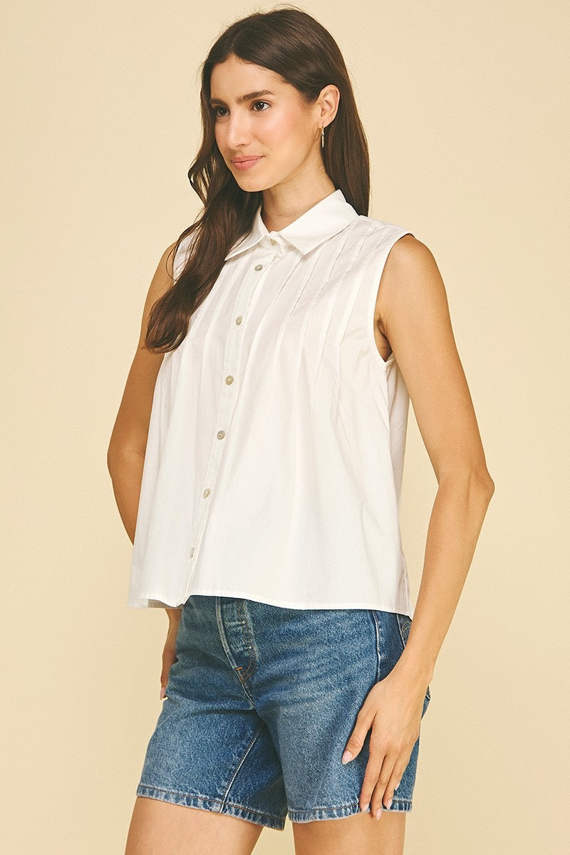 Petunia Pleated Button Down Top