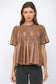 Lillian Lace Overlay Faux Leather Babydoll Top