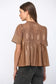 Lillian Lace Overlay Faux Leather Babydoll Top