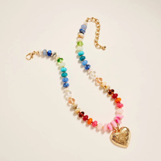 Colorful Resin Puff Heart Necklace