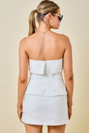 Staci Strapless Foldover Peplum Top