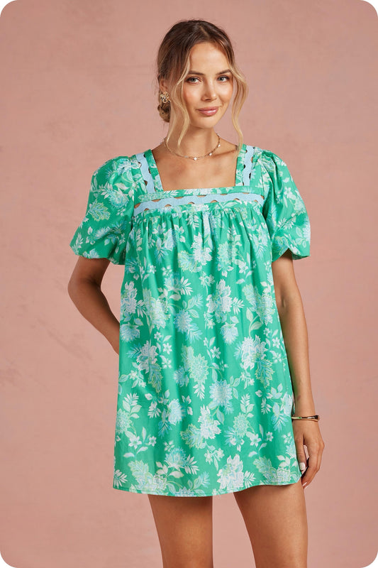 Ric Rac Puff Sleeve Dress