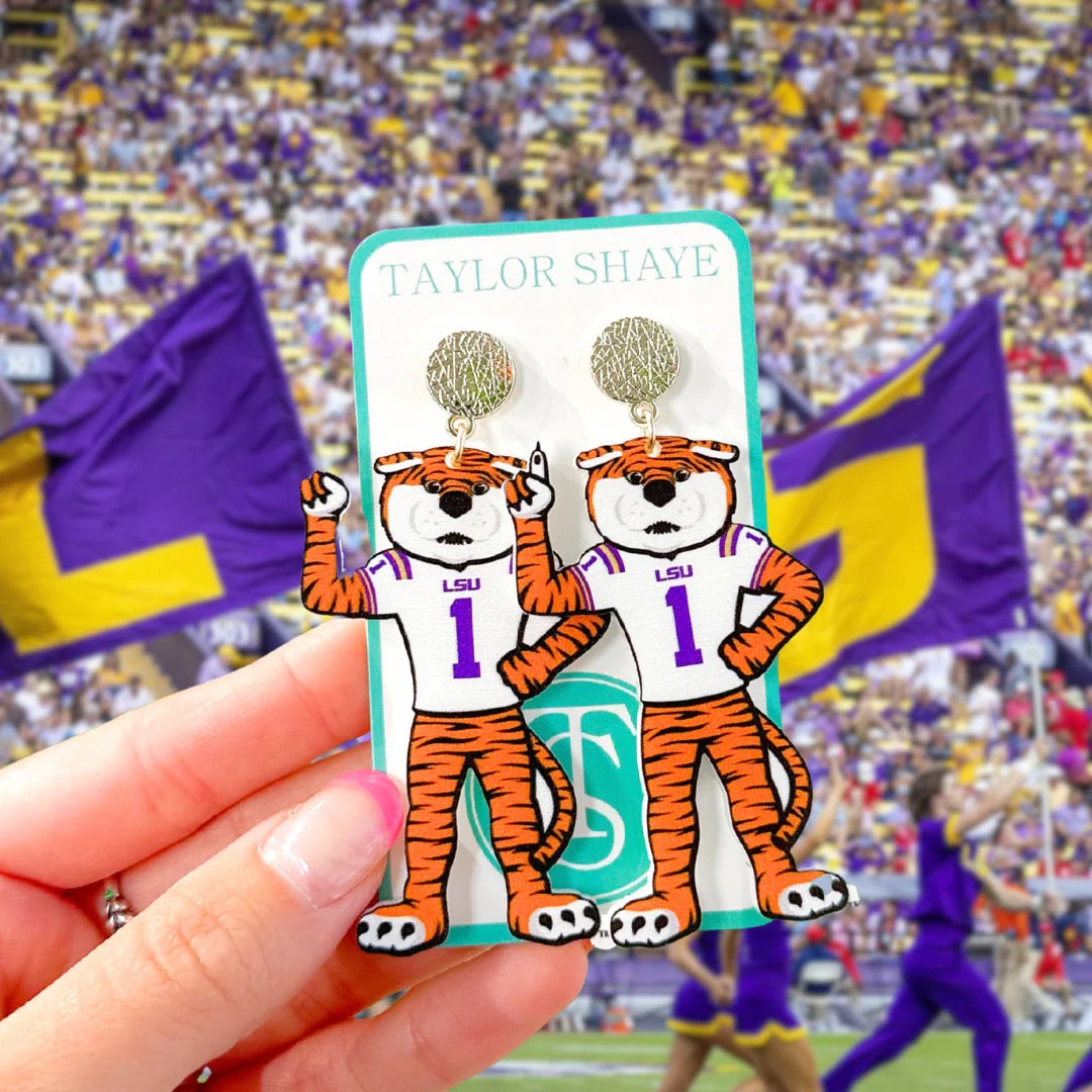LSU Mike The Tiger Drop Earrings