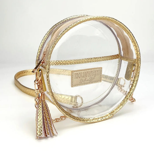 Round Metallic Clear Bag