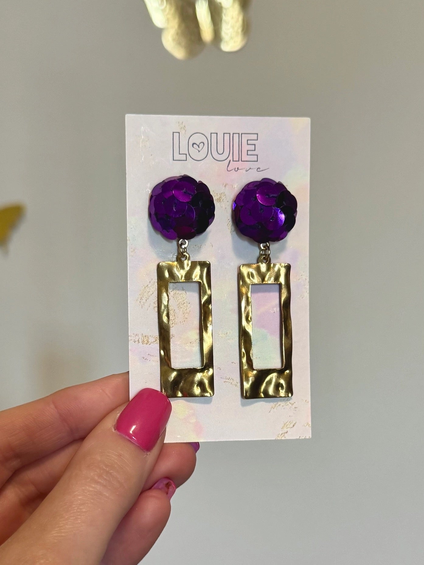 Sequin LSU Statement Earrings