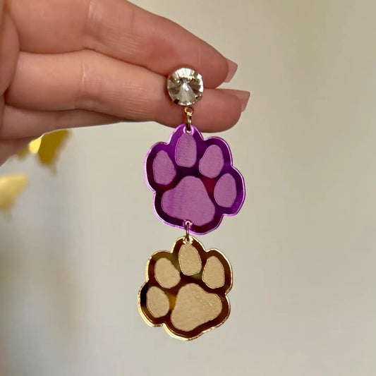 Acrylic Tiger Paw Drop Earrings