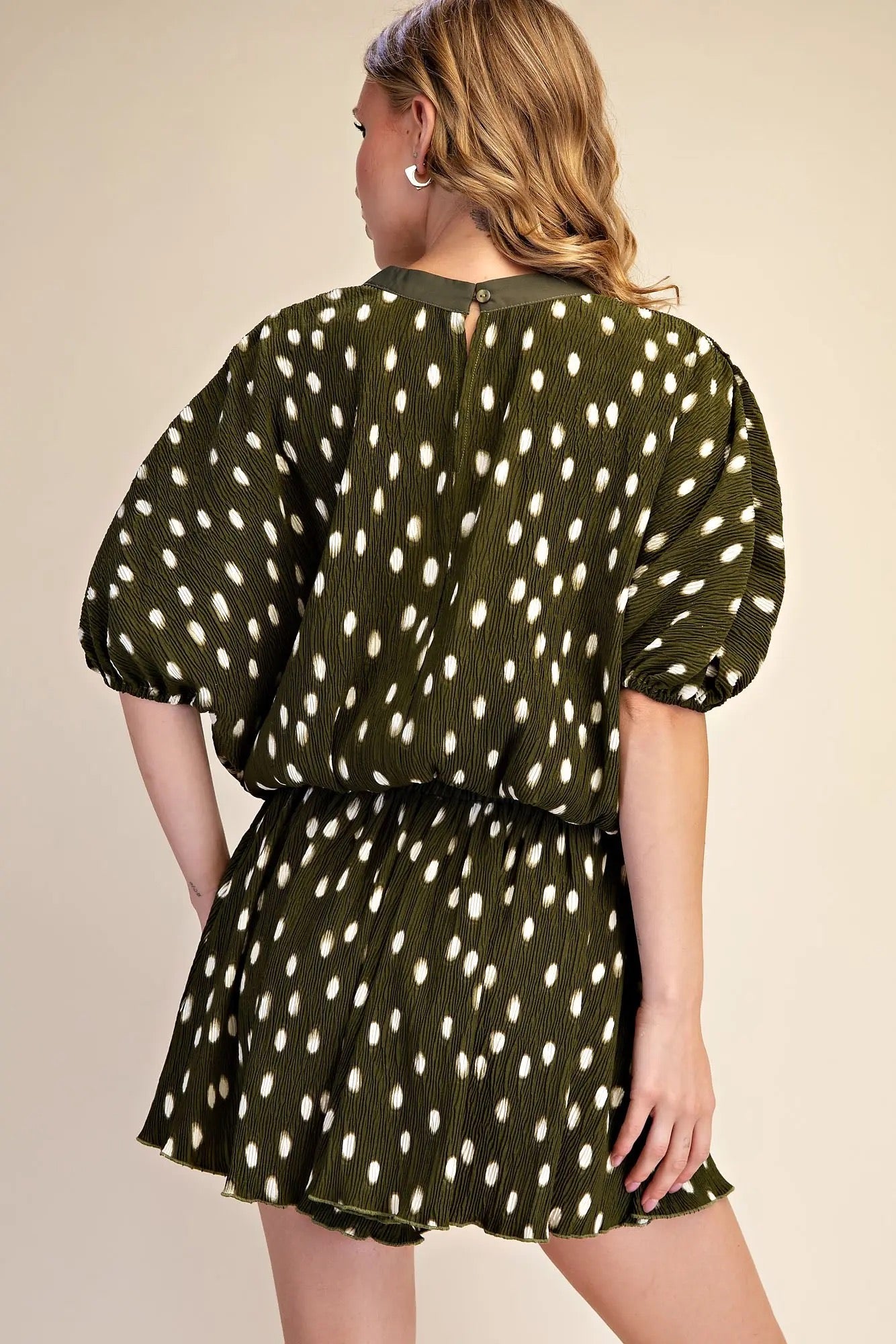 Tay Pleated Polka Dot Set