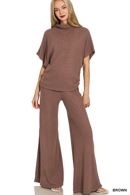Waffle Knit Top & Pant Set