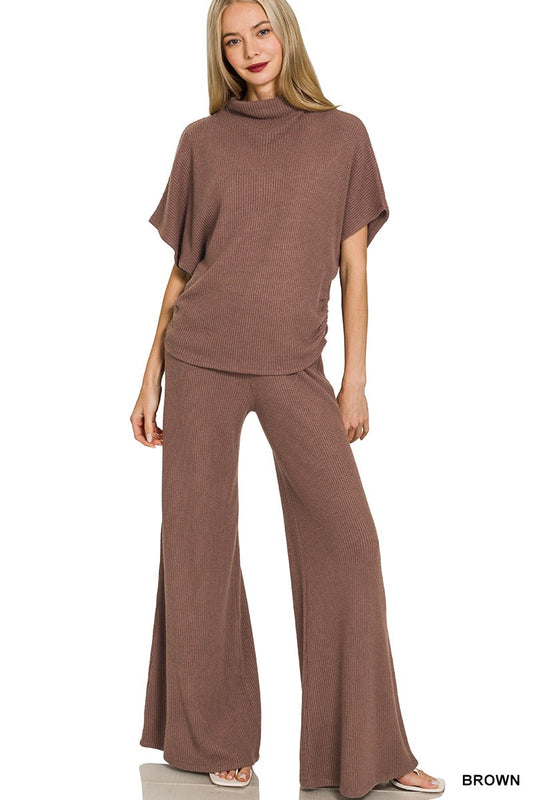 Waffle Knit Top & Pant Set