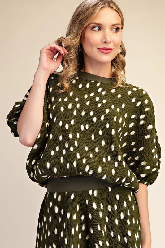 Tay Pleated Polka Dot Set