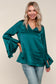 Satin Ruffle Sleeve Top