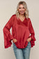 Satin Ruffle Sleeve Top