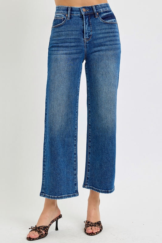 Tummy Control High Rise Denim Wide Leg Jeans