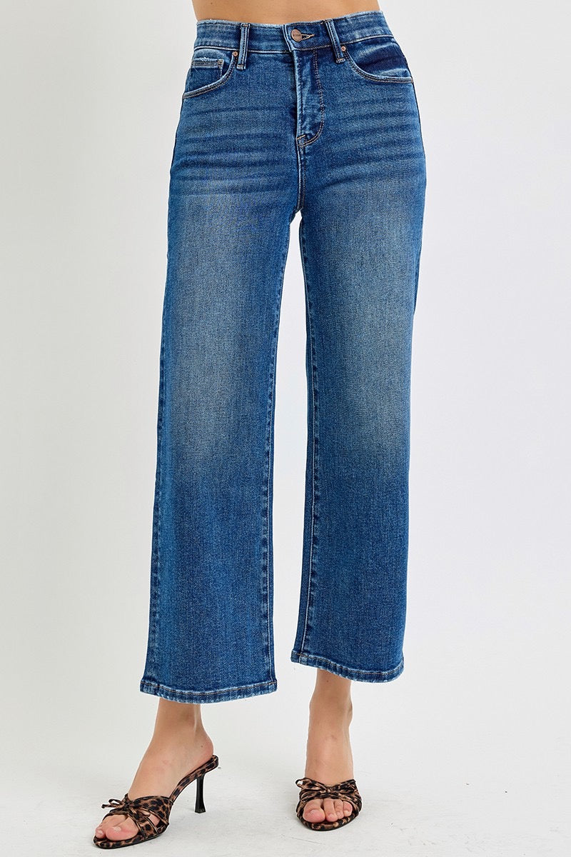 Tummy Control High Rise Denim Wide Leg Jeans