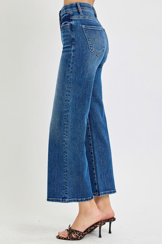 Tummy Control High Rise Denim Wide Leg Jeans