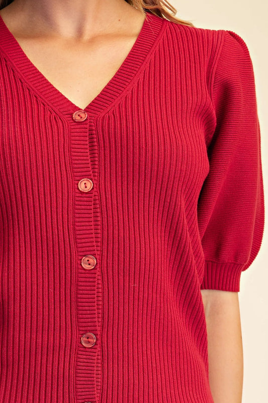 Angela Puff Sleeve Cardigan Top