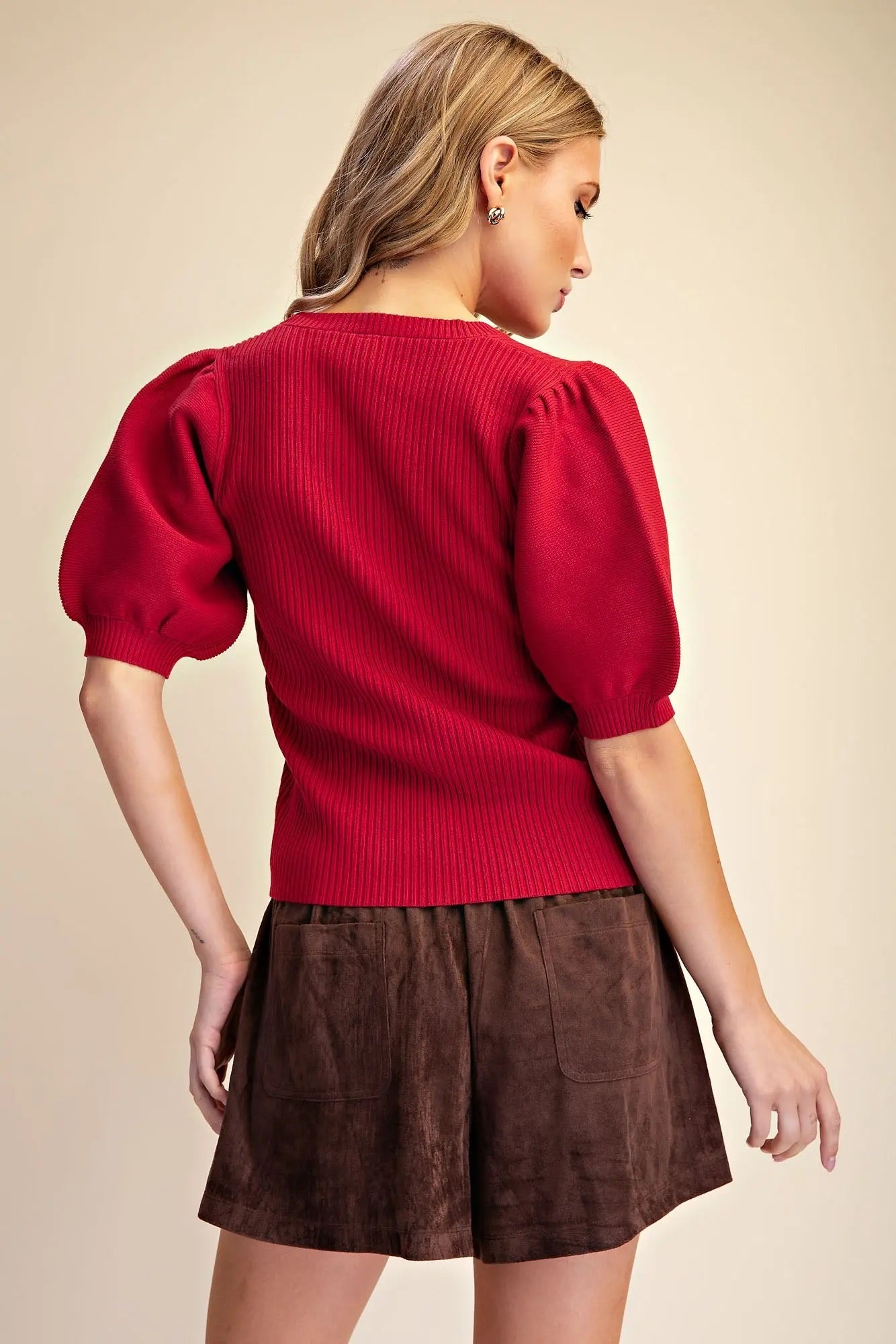 Puff Sleeve Cardigan Top