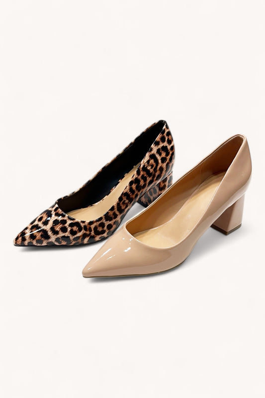 Leopard Patent Pump Heels