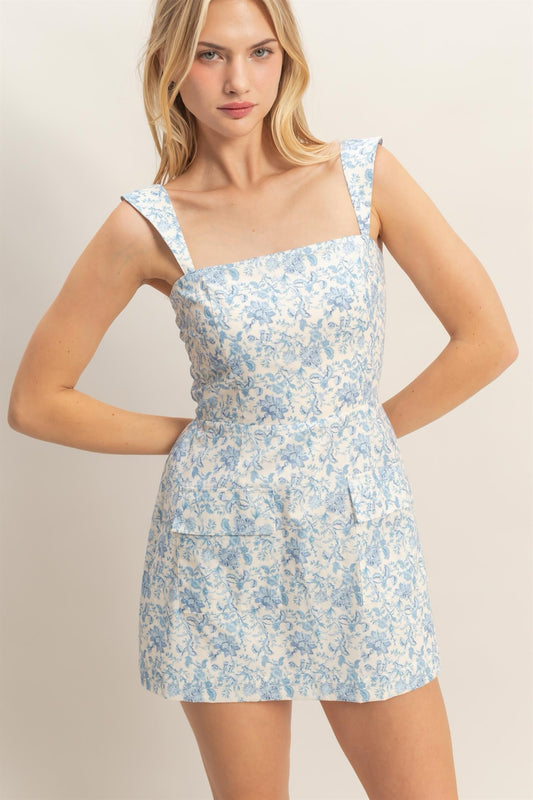 Floral Square Neck Mini Dress