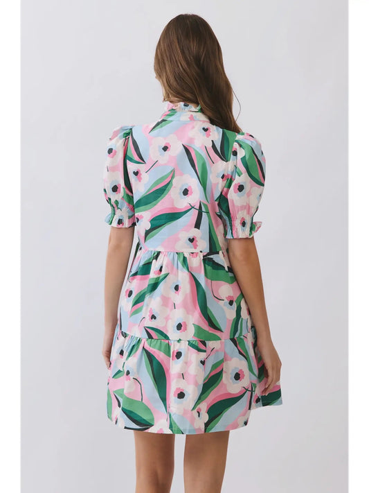 Livy Puff Sleeve Tiered Floral Mini Dress