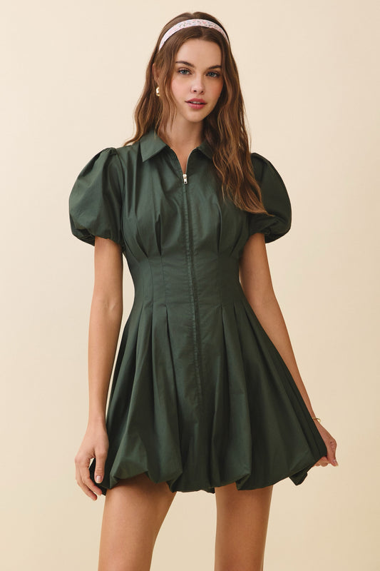 Zipper Front Bubble Dress