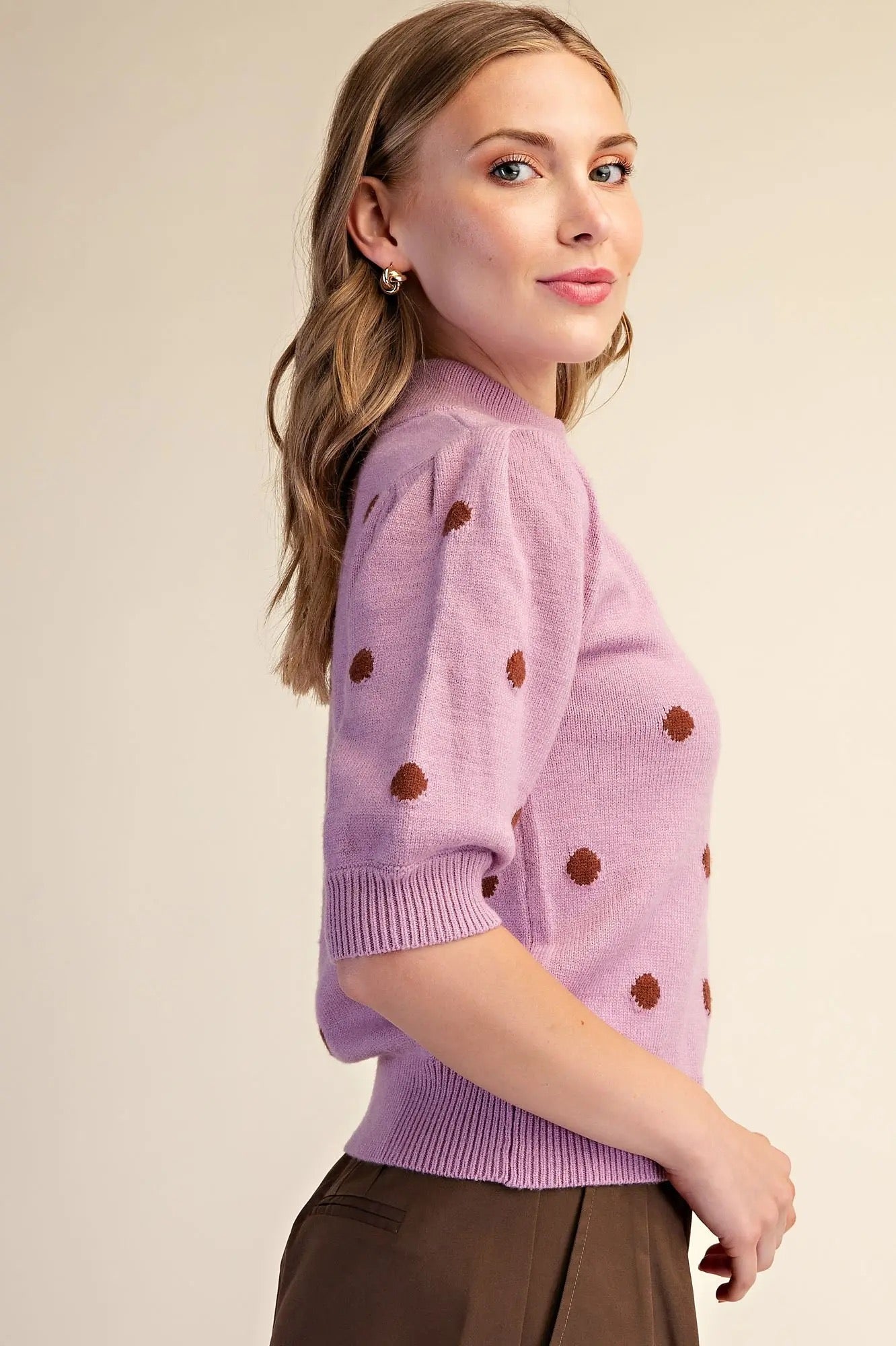 Chaney Polka Dot Mock Neck Sweater
