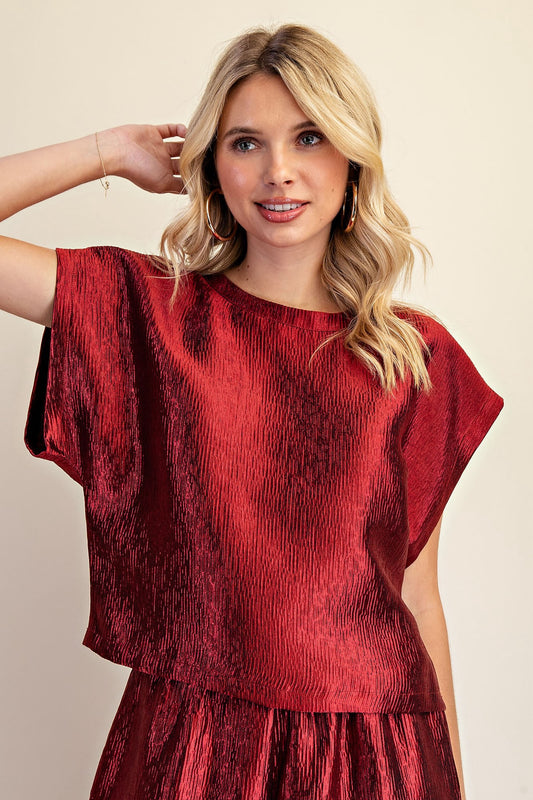 Metallic Short Sleeve Top