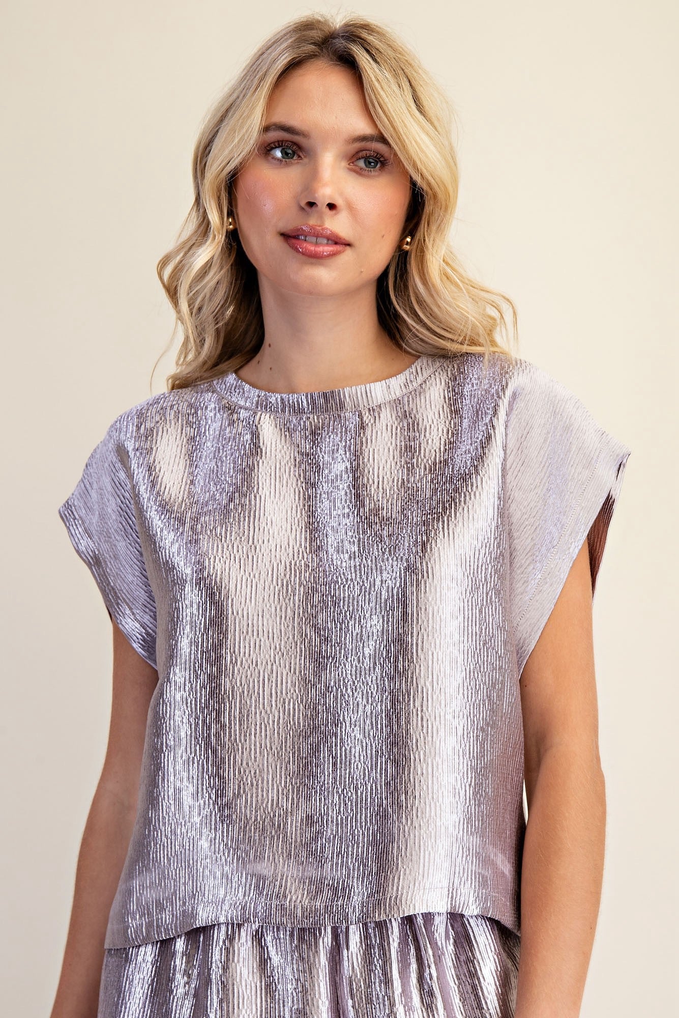 Metallic Short Sleeve Top
