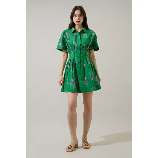 Alix Collared Button Down Floral Mini Dress