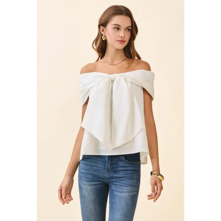 Bow Accented Off The Shoulder Top