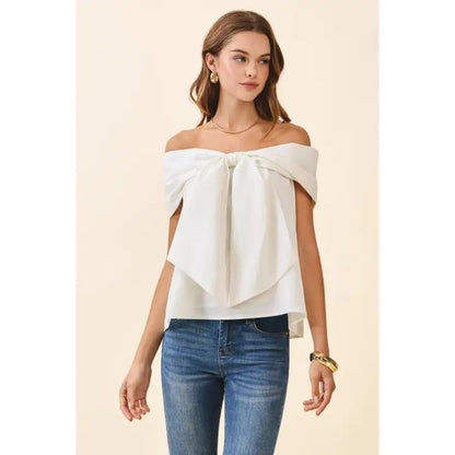 Bow Accented Off The Shoulder Top