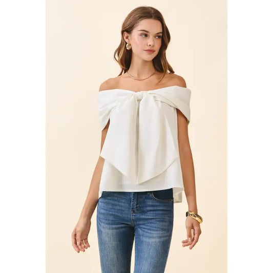 Bow Accented Off The Shoulder Top