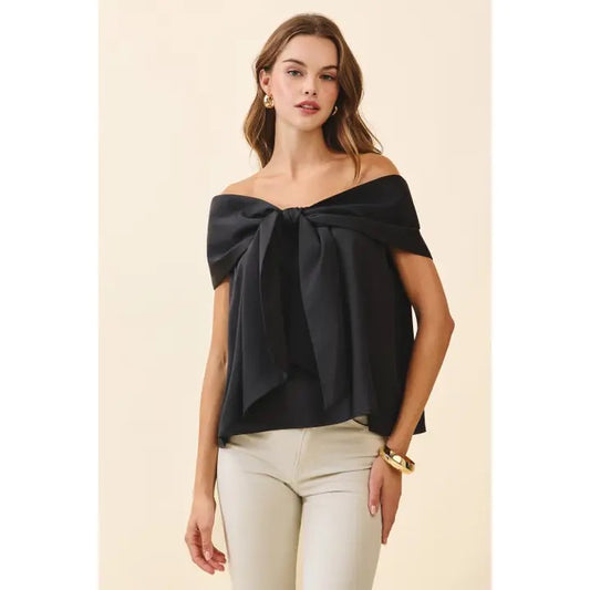 Bow Accented Off The Shoulder Top