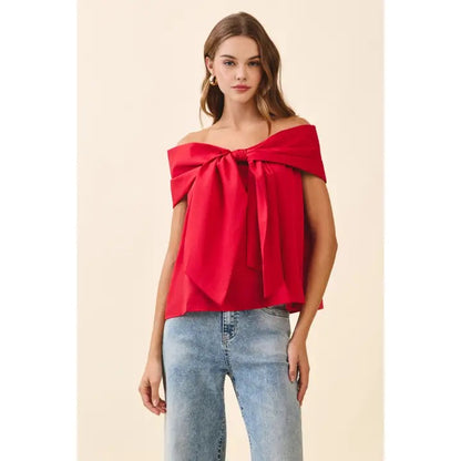 Bow Accented Off The Shoulder Top