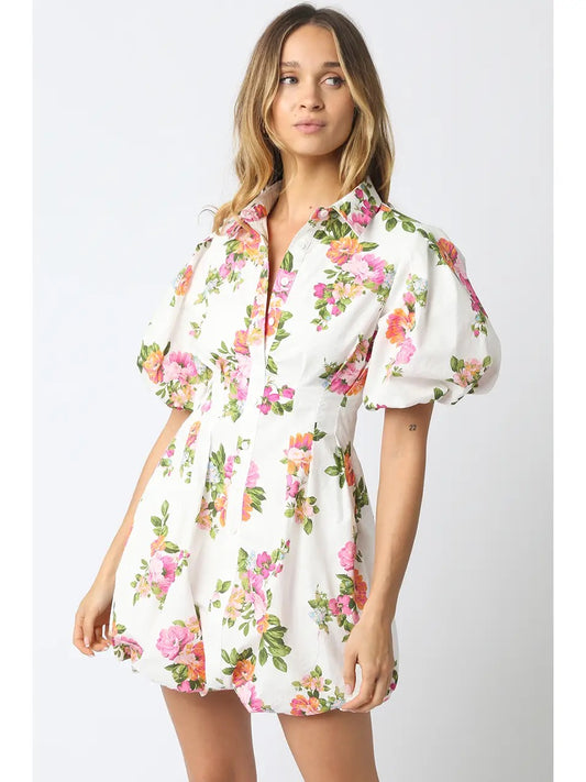 Olivia Floral Puff Sleeve Mini Dress