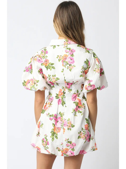 Olivia Floral Puff Sleeve Mini Dress