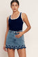Embroidered Hem Denim Skort