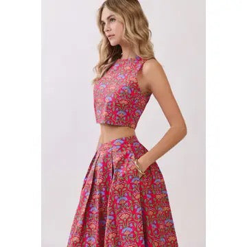 Flora Floral Top & Midi Skirt Set