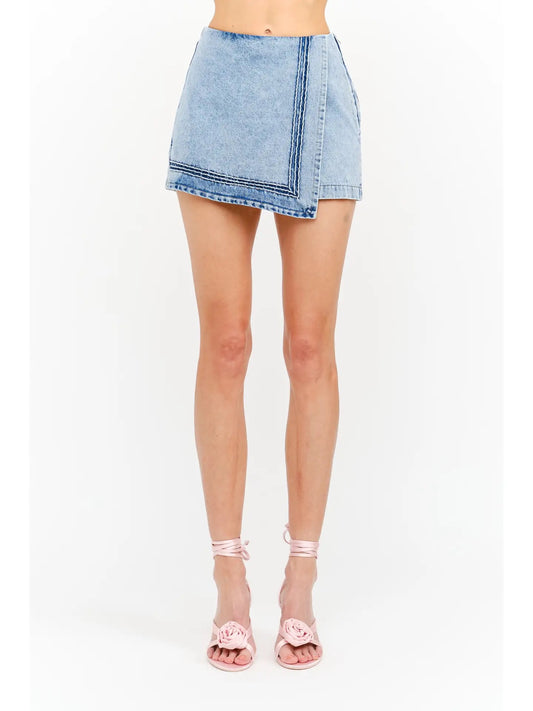 Maggie High Waist Denim Skort