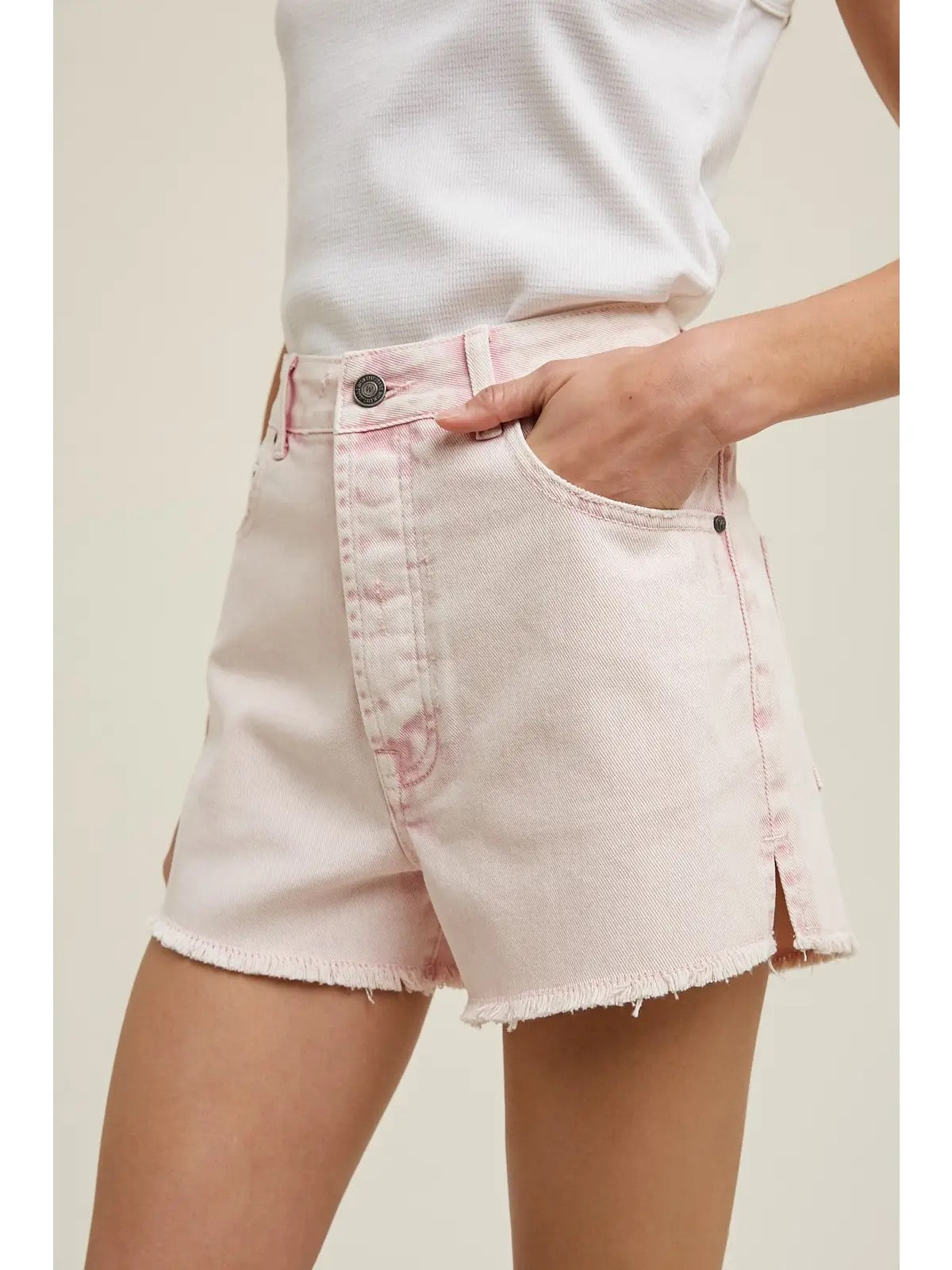 Eden High Rise Frayed Hem Denim Shorts